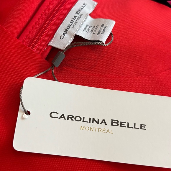 NWT Carolina Belle Montreal Vibrant Red Scallop Trim Shift Dress 12 - Picture 5 of 7